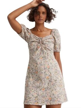 H&M Linen Blend Puff-Sleeved Dress Women's Size XXL